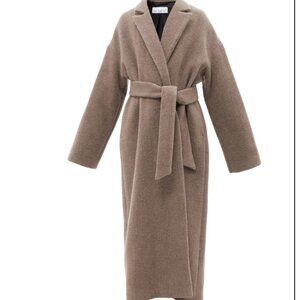 RAEY Wrap-Around Oversized Brown Belted Bouclé Coat Sz XS/XXS